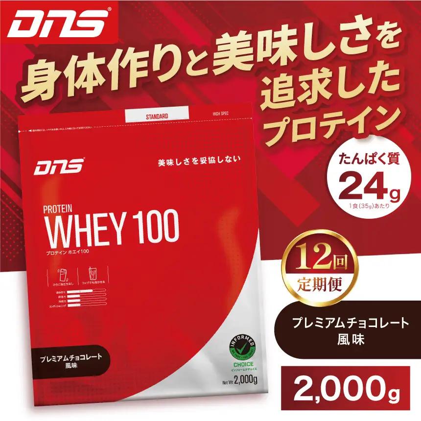 【定期便12回】DNS プロテインホエイ 100 プレミアムチョコレート 風味 2000g