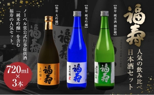 
福寿　人気の飲み比べ日本酒セット／大吟醸・純米吟醸・純米酒
