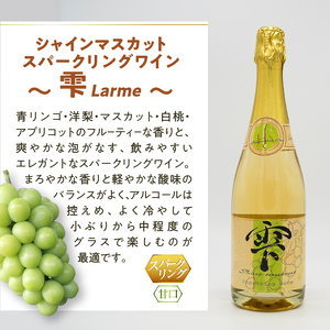 シャインマスカットスパークリングワイン ～雫（Larme）～（HO）B19-160 【ワイン ハピネスワン スパークリングワイン シャインマスカット 甲州市 山梨県 】