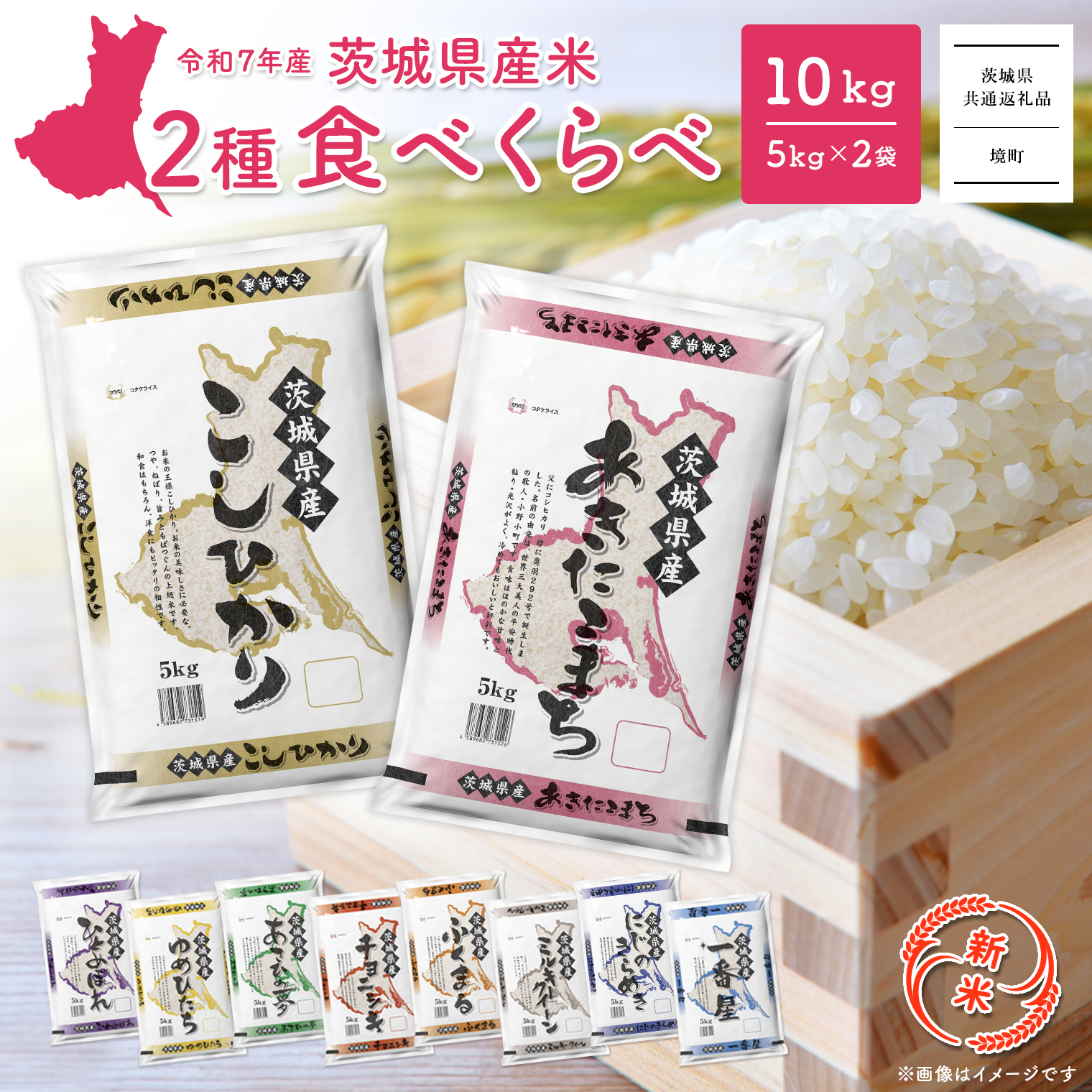 【新米予約開始!!】＜令和7年9月内発送＞ 令和7年産  白米 2種食べ比べ 10kg(5kg×2袋)  茨城県産 【茨城県共通返礼品】