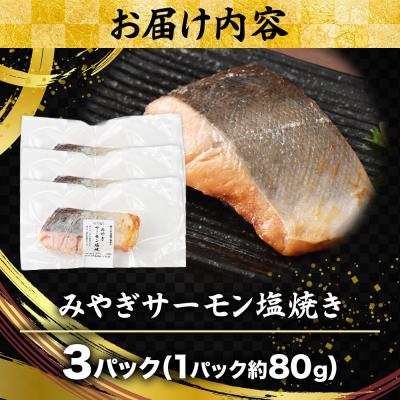 ふるさと納税 名取市 鮭 サーモン 漁亭浜や みやぎサーモン塩焼き 約80g×3パック|21_hmy-270301 |  | 01