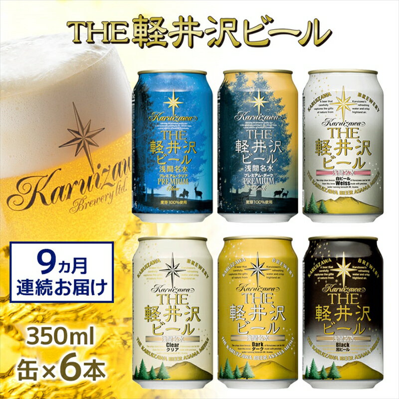 【ふるさと納税】【9カ月定期便】 THE軽井沢ビール 6種 6本 飲み比べ セット 【 軽井沢ブルワリー みんなでワイワイ 飲み比べセット みんなでテイスティング スッキリ爽やか クリア系ビール 長野県 佐久市 】
