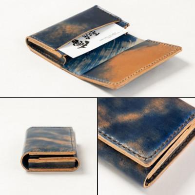 ふるさと納税 雲南市 総手縫いで仕立てた　コードバン名刺入れ(ブルーマーブル) |  | 01