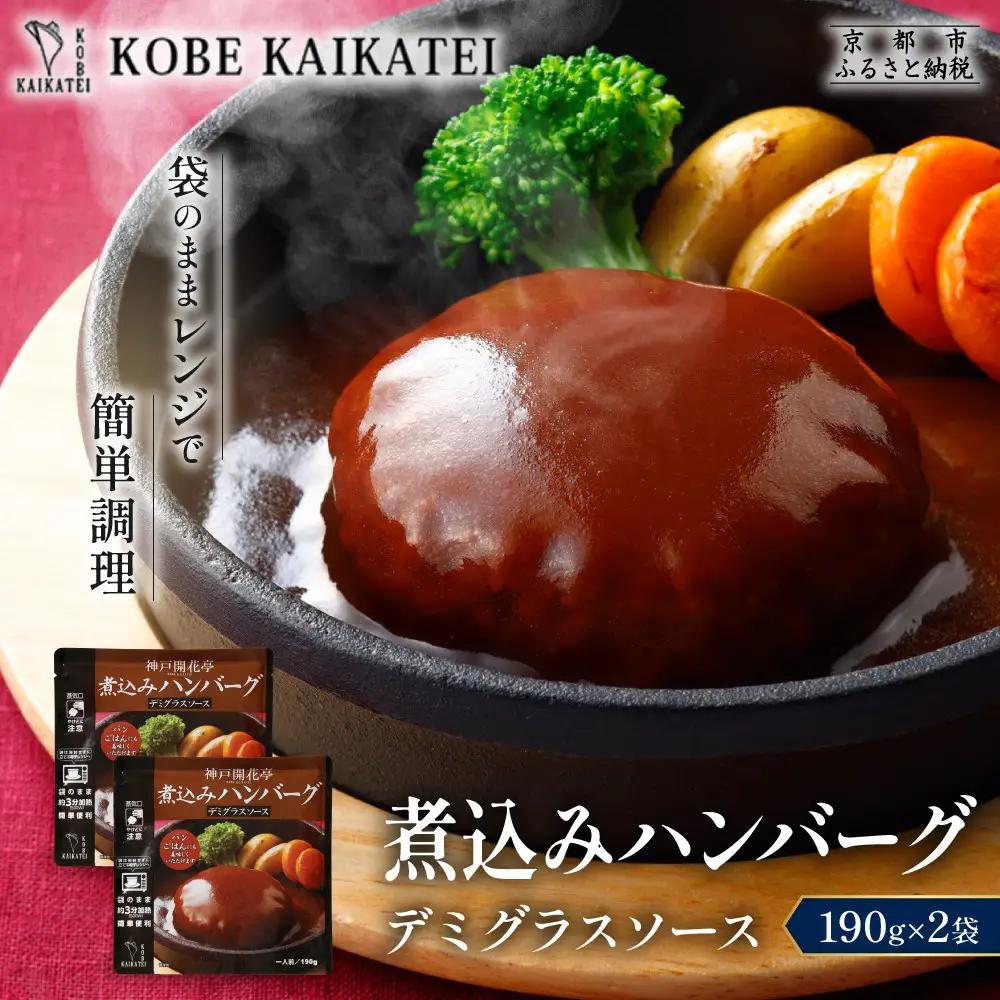 一流シェフ仕込み 神戸開花亭 煮込みハンバーグ デミグラスソース 190g×2袋｜京都 有名店 ハンバーグ 人気セット