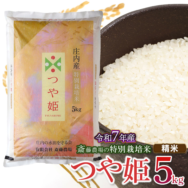 【令和7年産】【新米】 斎藤農場の特別栽培米 つや姫 精米 5kg(5kg×1袋) 山形県鶴岡市 K-756
