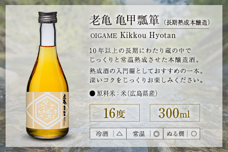 日本酒 老亀 おいがめ 吟醸・熟成・純米 飲み比べ 3本セット 300ml×3本 小野酒造_ON106_004