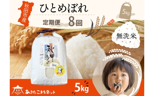 《定期便8ヶ月》ひとめぼれ 5kg 【無洗米】秋田市産 [秋田県産 ひとめぼれ お米 精米 定期便 5kg 5キロ]