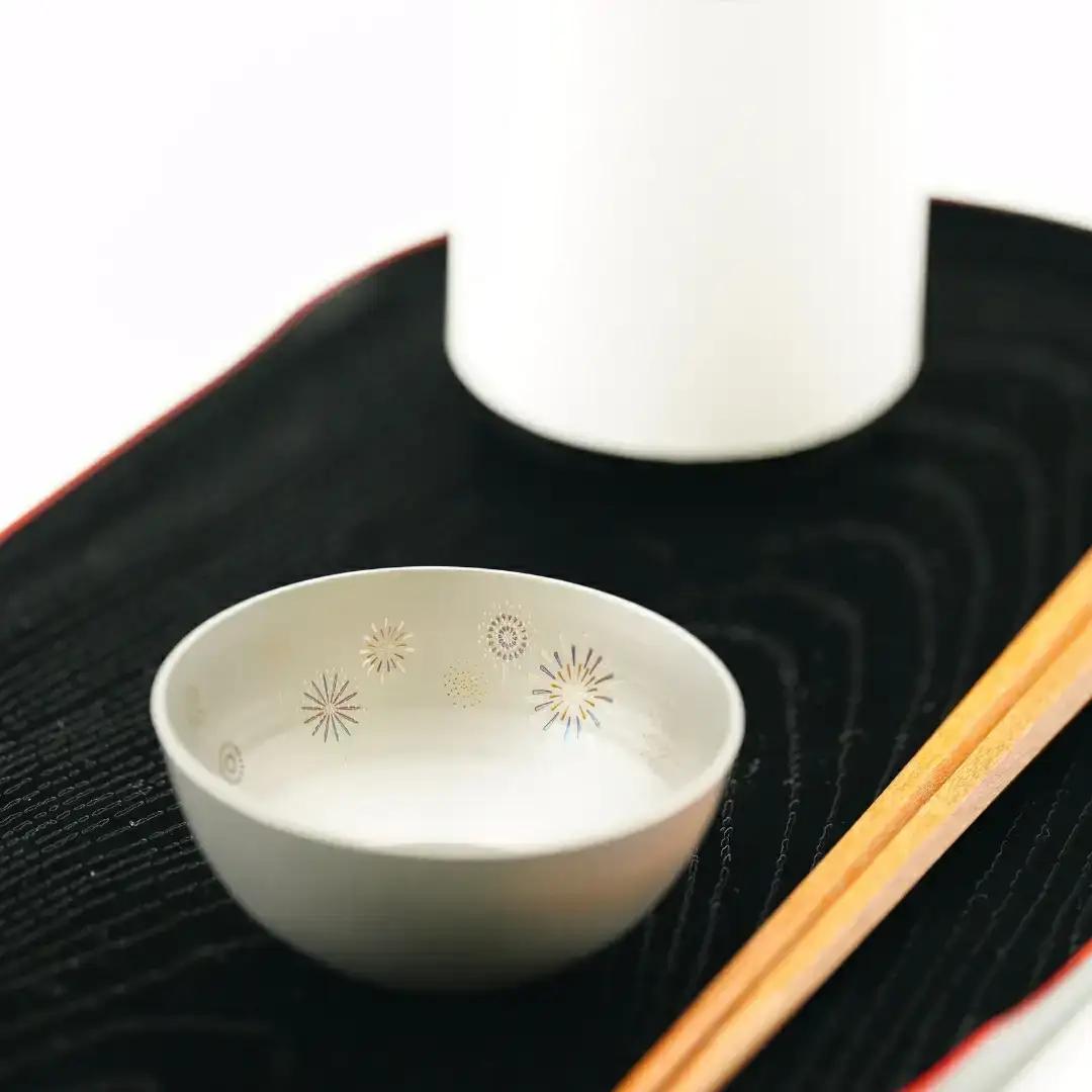 純チタン製お猪口 裕(Yuu)・夏(花火) オシャレ おちょこ ぐいのみ おしゃれ 酒器 日本酒 チタン 燕三条製 プレゼント 退職祝い  【022S068】