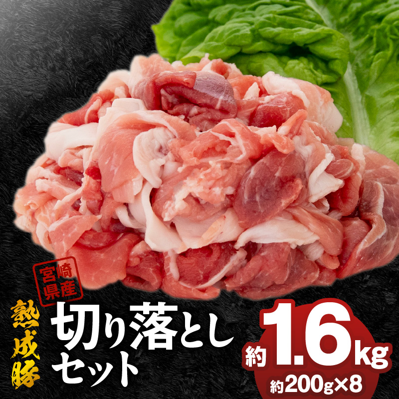 宮崎県産熟成豚 切り落としセット 約200g×8個 N0105-YA6603 約200g×8個