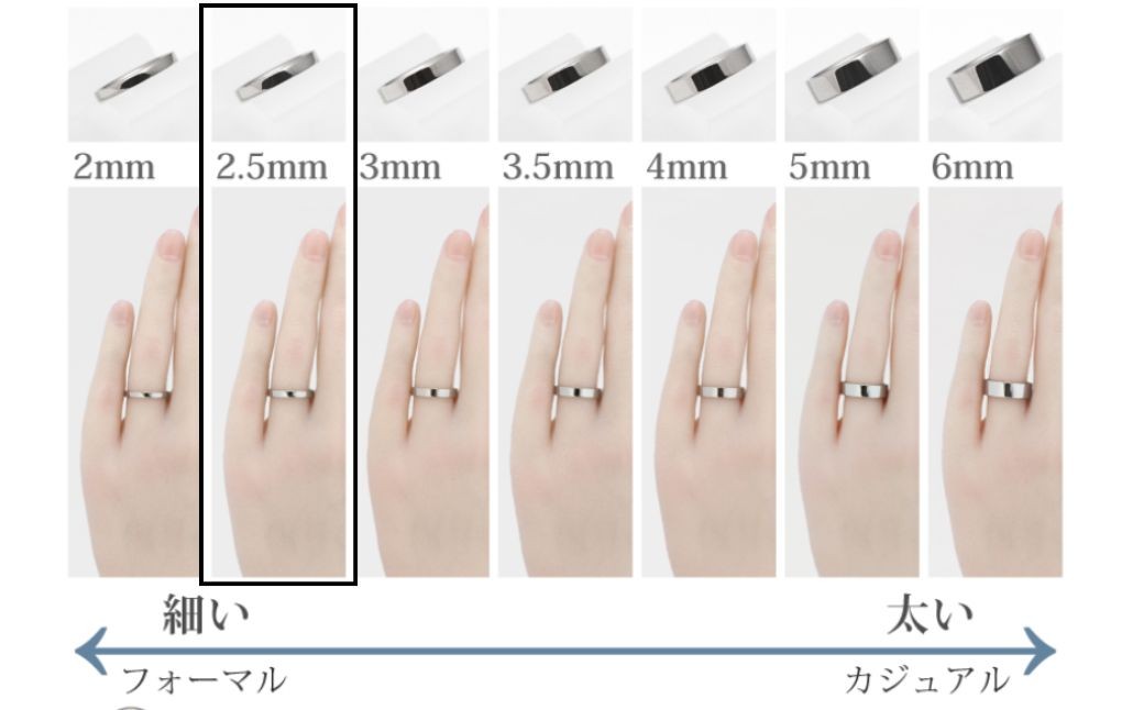 純チタン平打リング(幅2.5mm)8号