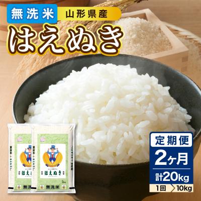 ふるさと納税 大江町 《2ヶ月定期便》山形県産 無洗米 令和7年産 はえぬき 10kg×2ヶ月(計20kg)036-T11