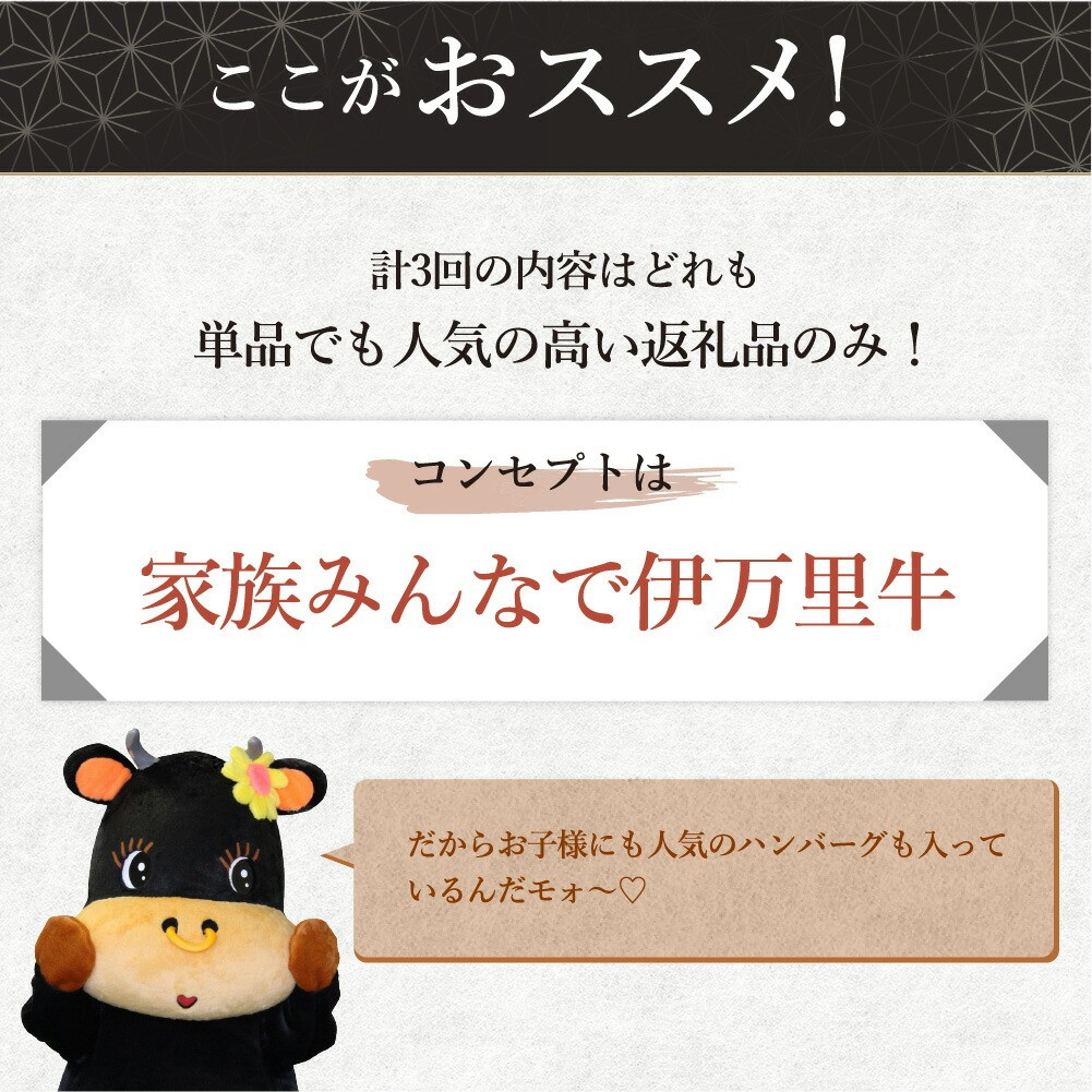 伊万里牛ファミリーコース 定期便 3回便 （すき焼き しゃぶしゃぶ ハンバーグ 焼肉） J602
