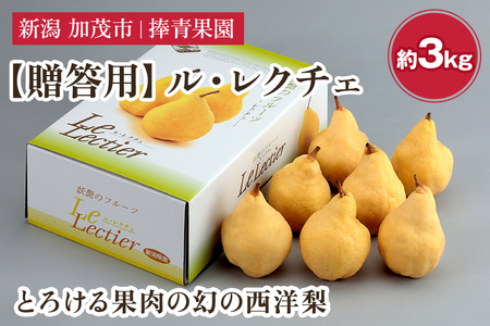 【2025年先行予約】【贈答用】西洋梨 ル・レクチェ 約3kg（7～10玉） 《11月下旬以降発送》 幻の西洋梨 果実 フルーツ 冬の味覚 加茂市 捧青果園 ルレクチェ 洋梨ルレクチェ