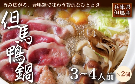 【出汁まで楽しめる本格鍋】【但馬鴨】鴨鍋セット3〜4人前   2セット　お中元、お歳暮、快気祝い、残暑御見舞、敬老の日、御見舞、祝還暦、御祝、父の日、母の日、無地