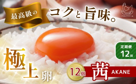 【定期便12回】 最高級品質 箱庭たまご 「茜」 (毎月12個) 真岡市 栃木県