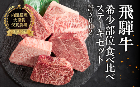 飛騨牛 希少部位食 5種 食べ比べステーキセット（各100g）計500g （サーロイン・ヒレ・ランプ・イチボ・トモサンカク）【22-51】