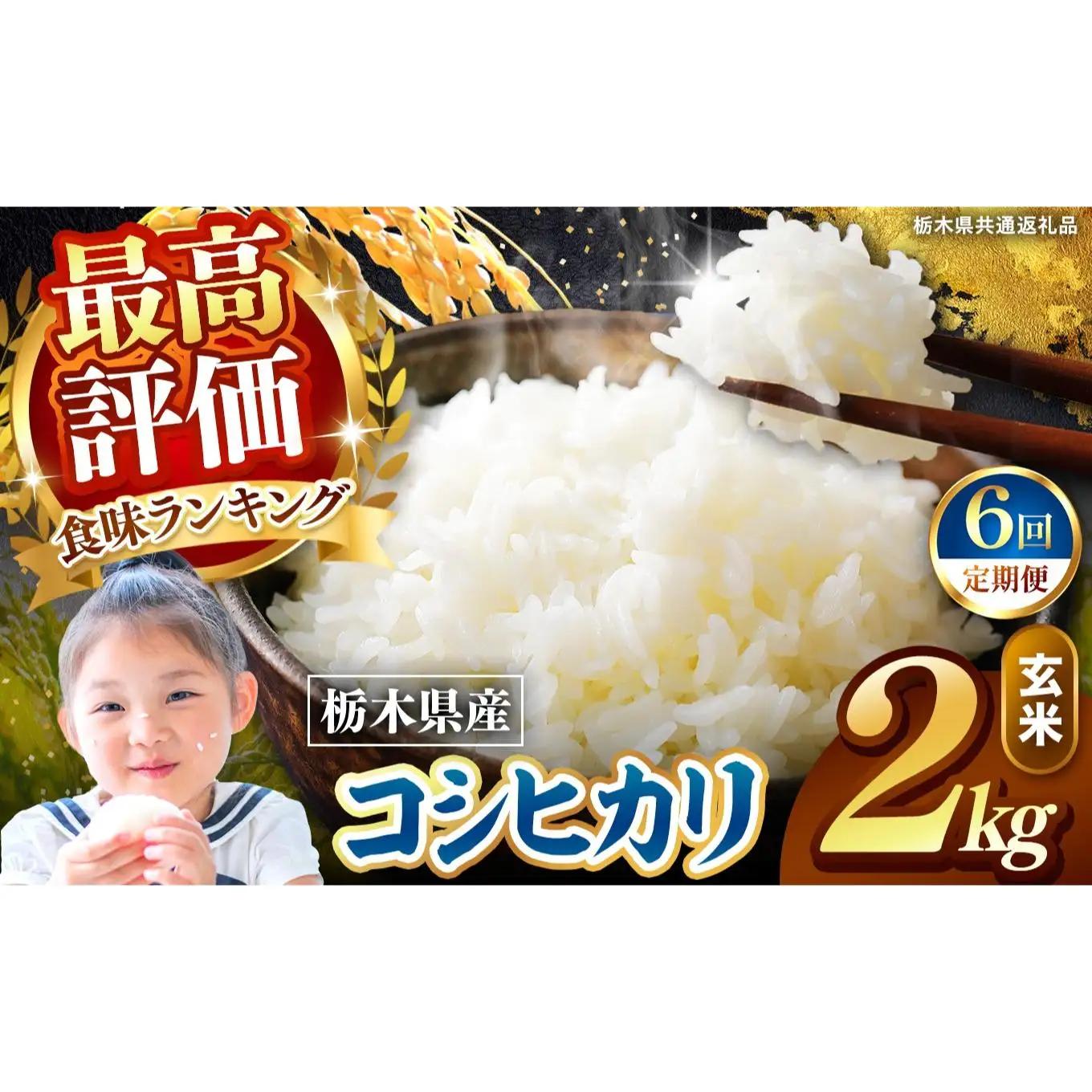 【定期便6回】栃木県産 こしひかり 玄米 2kg 2026年 先行予約 | 栃木県 矢板市