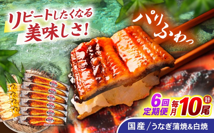 
                  【6回定期便】【諫早淡水】うなぎ蒲焼6尾＆白焼き4尾セット / うなぎ 蒲焼 白焼き 詰め合わせ　セット / 諫早市 / 諫早淡水 [AHAT040]
                