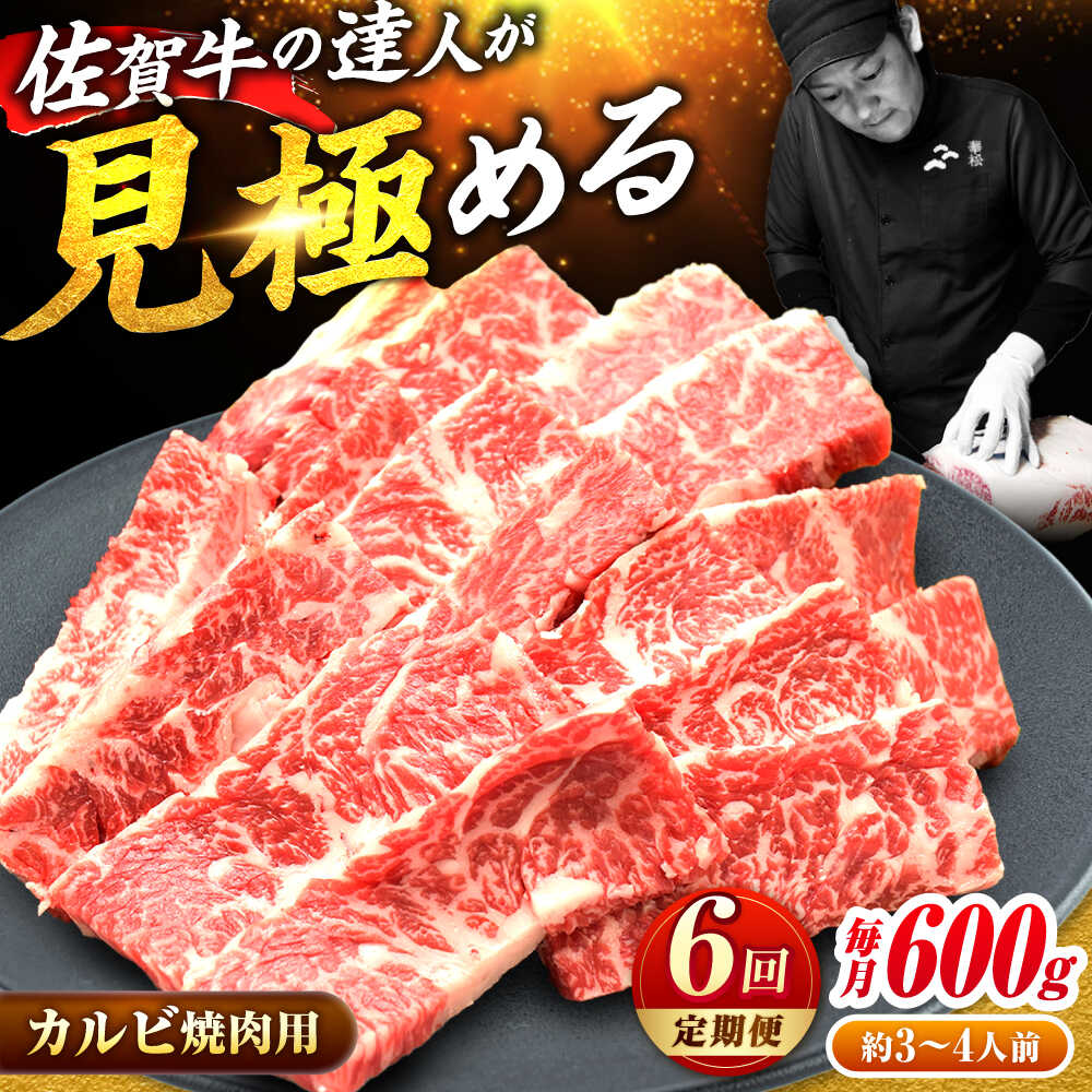 【ふるさと納税】【全6回定期便】高評価! 佐賀牛 カルビ 600g 肉 牛 牛肉 吉野ヶ里町/ミートフーズ華松[FAY103]