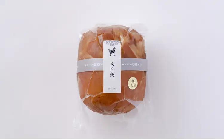 90P2805 比内地鶏無添加ブロックハム250g2本セット(杉箱入り)【 あきた六次会】