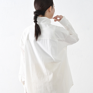 【THE INDUSTRY WORKS】ベーシックスタンドカラーシャツ（オフ）・1着　TIW-W036（74-28-WH） レディース カジュアルシャツ