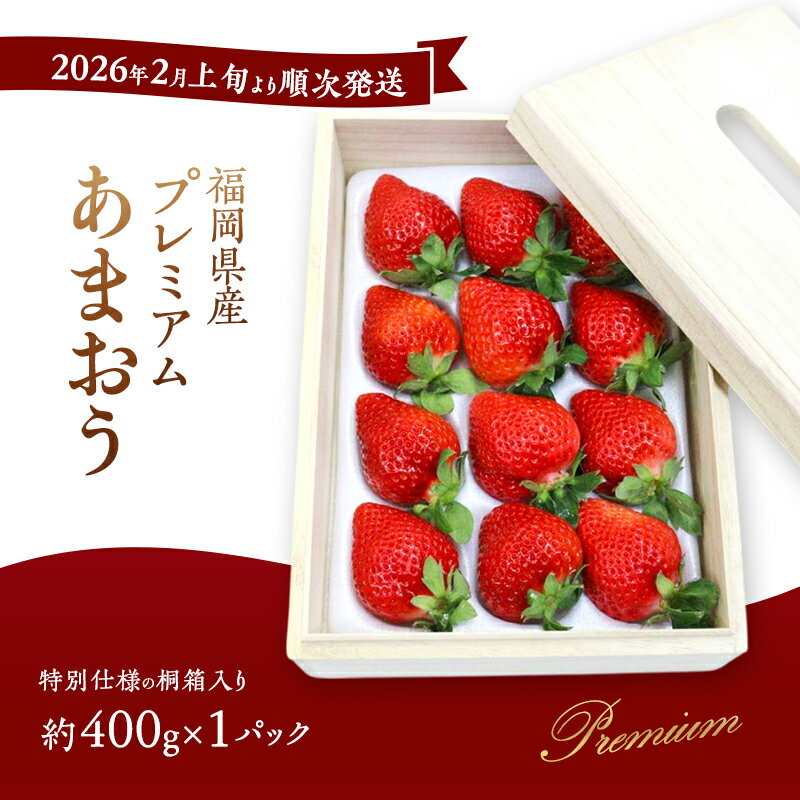 【ふるさと納税】あまおう 【2026年2月上旬より順次発送】ティッシュボックス用 特別仕様の桐箱入り プレミアムあまおう 約400g×1パック 【ギフト・お祝い・贈答用】 イチゴ 苺 いちご 果物 福岡県産 ※配送不可:北海道・沖縄・離島　お届け：2026年2月上旬～2026年4月上旬
