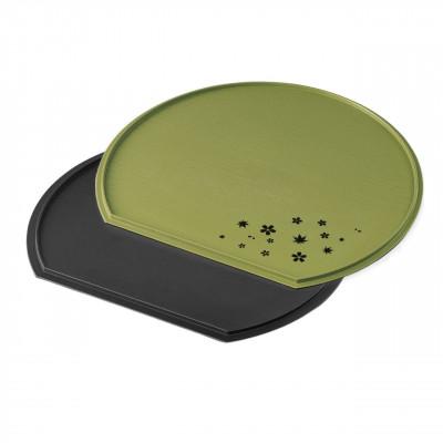 ふるさと納税 海南市 紀州漆器 半月盆 半月両面膳 36cm うぐいす色 春秋 裏無地 1枚