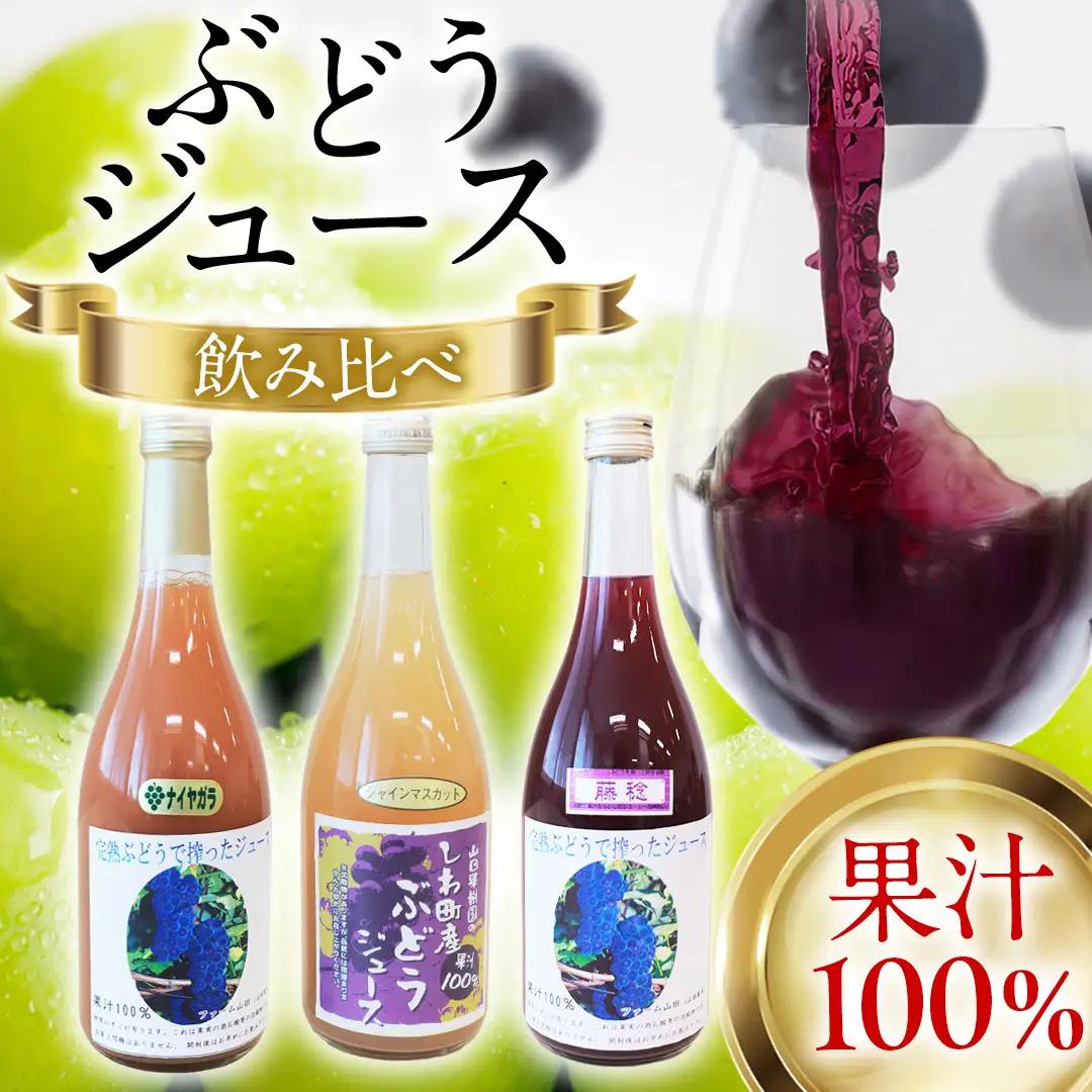 ぶどうジュース 飲み比べ 3本 (藤稔・シャインマスカット・ナイアガラ)（FI002）