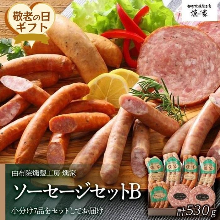 【ふるさと納税】【敬老の日】【由布院燻製工房 燻家】ソーセージセットB 計530g＜小分け7品をセットしてお届け＞ | 小分け あらびウインナー ウインナー 詰め合わせ セット 加工品 おつまみ お取り寄せグルメ お取り寄せ グルメ 湯布院 由布院 ゆふいん