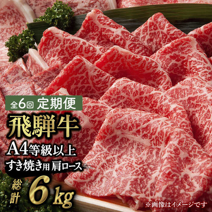 【ふるさと納税】【 6回 定期便 】【 飛騨牛 すき焼き 用 】 A4 等級 以上 ロース / 肩ロース 1kg 和牛 ブランド牛 国産 多治見市/肉の丸長 [TAZ022]