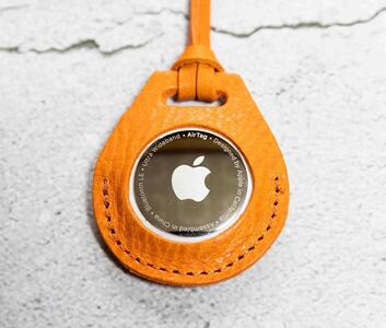 エアタグ用 ケース カバー レザー 本革 apple airtag 【オレンジ シュリンク】