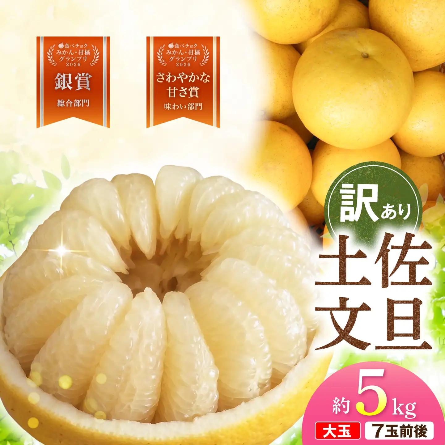 【先行予約】文旦 家庭用大玉 5キロ 5kg（3L〜上限なし：7玉前後）〈2027年1月20日から発送〉皮むき器付き 高知県土佐市 【土佐水谷農園】 [BQBD008]