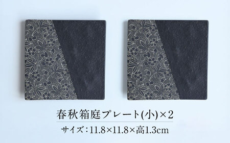 【美濃焼】 PITCH BLACK 春秋箱庭プレート ホワイト 2点 多治見市 / 丸健製陶 小皿 ペア プレート 皿 セット[TAY085]