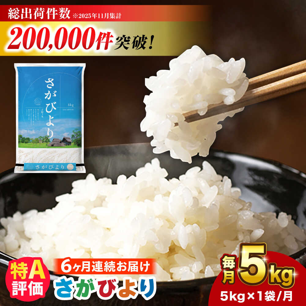 【ふるさと納税】【5kg×6回定期便】【令和7年産】さがびより白米 計30kg（5kg×6回）吉野ヶ里町/増田米穀 [FBM003]