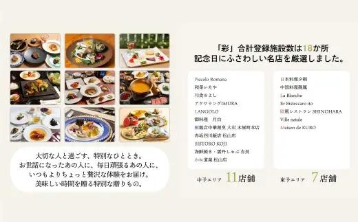 体験型カタログギフト Kinen+ 彩-いろどり- 贈答 贈答品 コース料理 食事 愛媛県 体験型 体験 カタログギフト 贈り物 プレゼント チケット 券 コース 料理 記念日 誕生日 結婚記念日 家