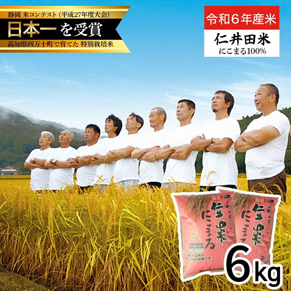 【ふるさと納税】 【令和6年産米】四万十育ちの美味しい「仁井田米」にこまる6kg（3kg×2袋） Bmu-C25 にこまる 米 米 おこめ 精米 特別栽培米 受賞 おいしい おすすめ 人気 低農薬