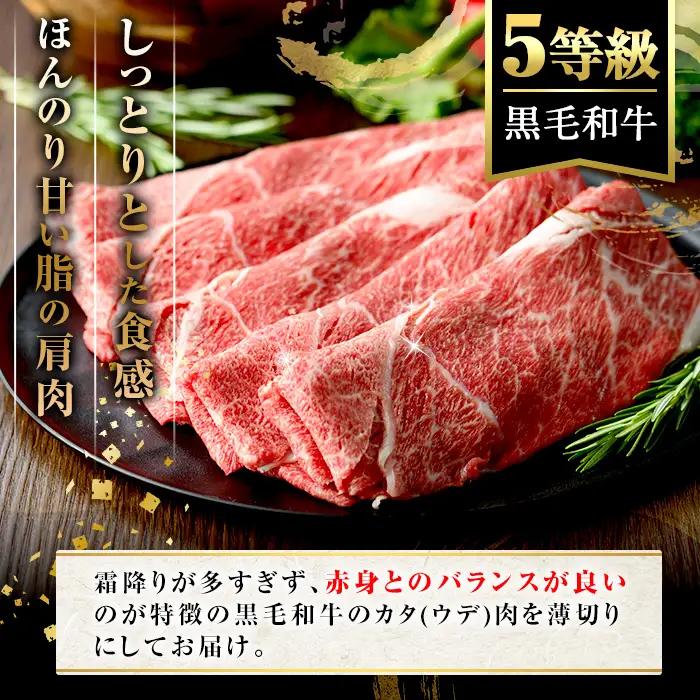 鹿児島県産黒毛和牛5等級！カタ(ウデ)スライス(約1.2kg・約600g×2パック) 国産 牛肉 赤身 カタ肉 肩肉 ウデ肉 スライス肉 ウデスライス 薄切り しゃくし すき焼き すきやき しゃぶしゃ