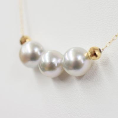 ふるさと納税 天草市 8-8.5mm あこや真珠 3連ネックレス シリコン入りミラーボール K18YG_S085-374 |  | 01