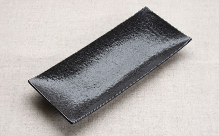 【瀬戸焼】 「舞陶館」　黒釉 長角皿２枚セット【松本陶器株式会社】 / 皿 食器 角皿 / 瀬戸市 [BBDX013]