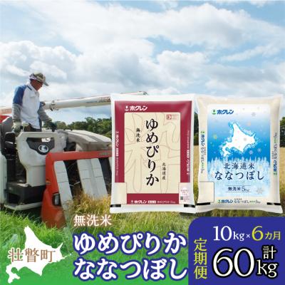 ふるさと納税 壮瞥町 【令和7年産】【6ヶ月定期配送】(無洗米10kg)食べ比べ(ゆめぴりか、ななつぼし) SBTD145