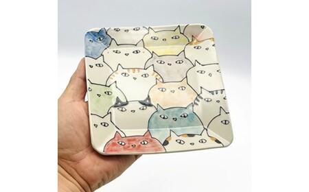 カラフル猫いっぱい皿 small【716】_HA1715