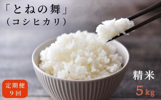 【9ヶ月定期便】《 令和7年産 》米 コシヒカリ 「 とねの舞 」 精米 5kg ／ 米 こめ コメ お米 おこめ コシヒカリ こしひかり とねの舞 新米 白米 ごはん 令和7年産 5kg 定期便 茨城県 利根町 送料無料