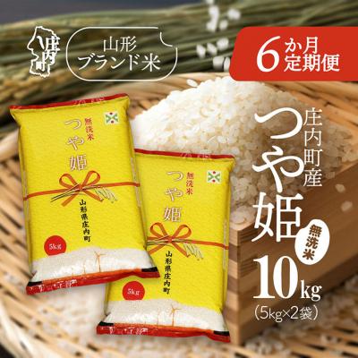 ふるさと納税 庄内町 【6か月定期便】庄内米 つや姫無洗米 10kg【8月下旬発送】