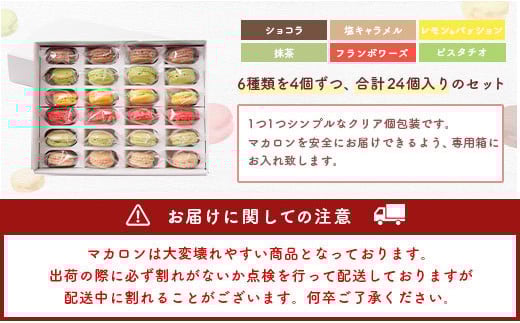 【6ヶ月定期便】一流パティシエが認める ホテル使用品 とろとろマカロン 6種セット 24個入