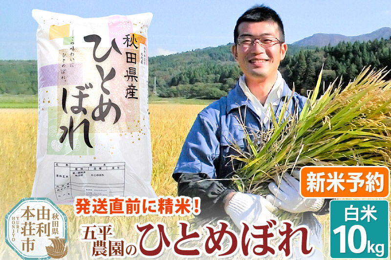 《令和8年産 新米受付》【白米】ひとめぼれ10kg 秋田県産 五平農園のひとめぼれ《12月上旬～12月下旬発送予定》 [ひとめぼれ 新米受付 米 お米 こめ 白米 精米 ブランド米 食卓 おにぎり 秋