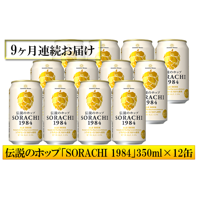 ◆9ヶ月定期便◆上富良野町発祥！伝説のホップ「ソラチエース」使用【SORACHI 1984】350ml×12缶 北海道 上富良野町 ソラチ1984 お酒 酒 飲み物 ビール 地ビール サッポロビール 