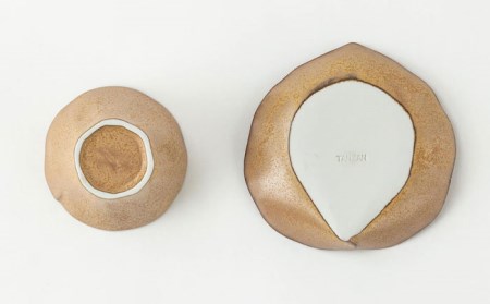 【美濃焼】FLAREミニカップソーサーペア【陶土う庵】(2130-0135)食器 カップ   皿 プレート ケーキ皿 ソーサー ペア プレゼント 贈り物 ホワイト ブラウン 送料無料[MBY093]