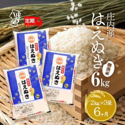 ふるさと納税 庄内町 &lt;10月中旬発送&gt;庄内米6か月定期便!はえぬき無洗米 6kg(入金期限:2025.9.25)