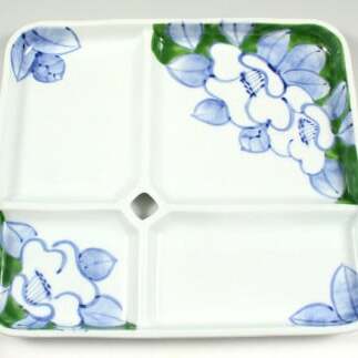 有田焼 One Plate 1+3 椿(緑) 三光堂 A20-399