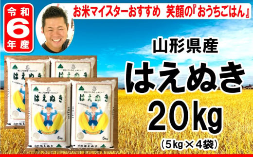 《 新米 》【 令和6年産 新米 】 はえぬき 計 20kg ( 5kg × 4袋 ) 2024年産